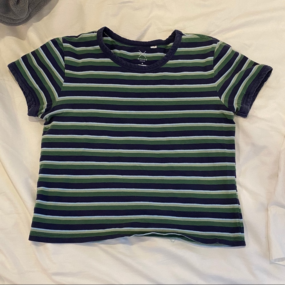 Pacsun green and blue striped crop top